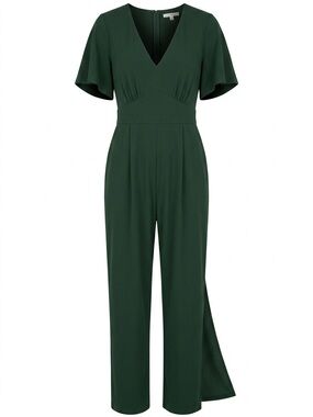 Old Navy Forest Green V‑Neck Wide‑Leg Jumpsuit